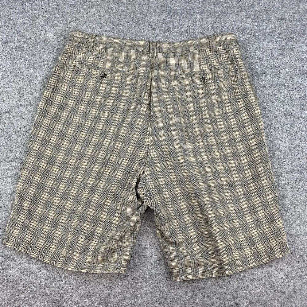 Tommy Bahama Paradise Shorts Men Plaid Chino Flat Front Linen Silk Blend Size 36